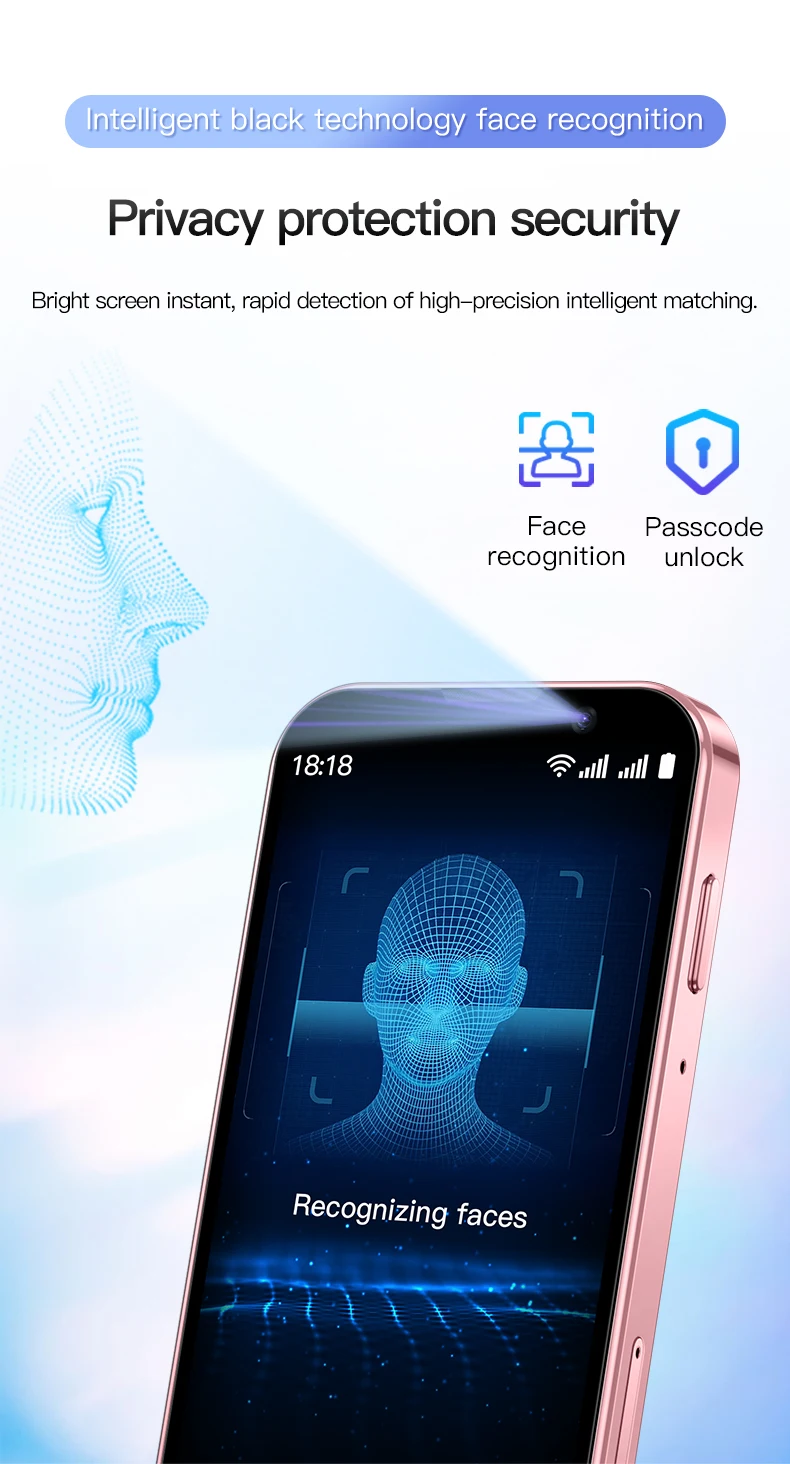 SOYES New XS18Pro Mini Smartphone 2GB RAM 16GB ROM 3.0" Display Facial Recognition Android 9.0 Dual SIM Standby 3G Backup Phone
