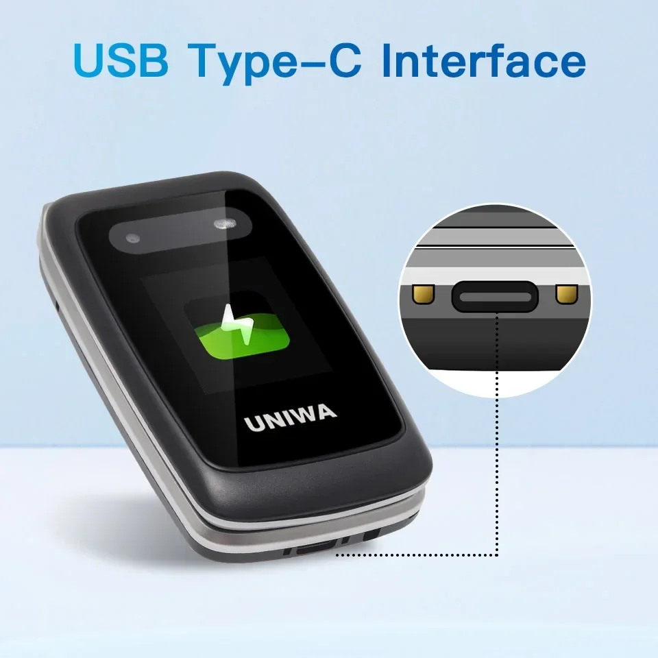 UNIWA V202T 4G VoLTE Phone Double Screen 1450mAh Big Fronts SOS Button Flip Phones Support HAC Russian keyboard Multi language