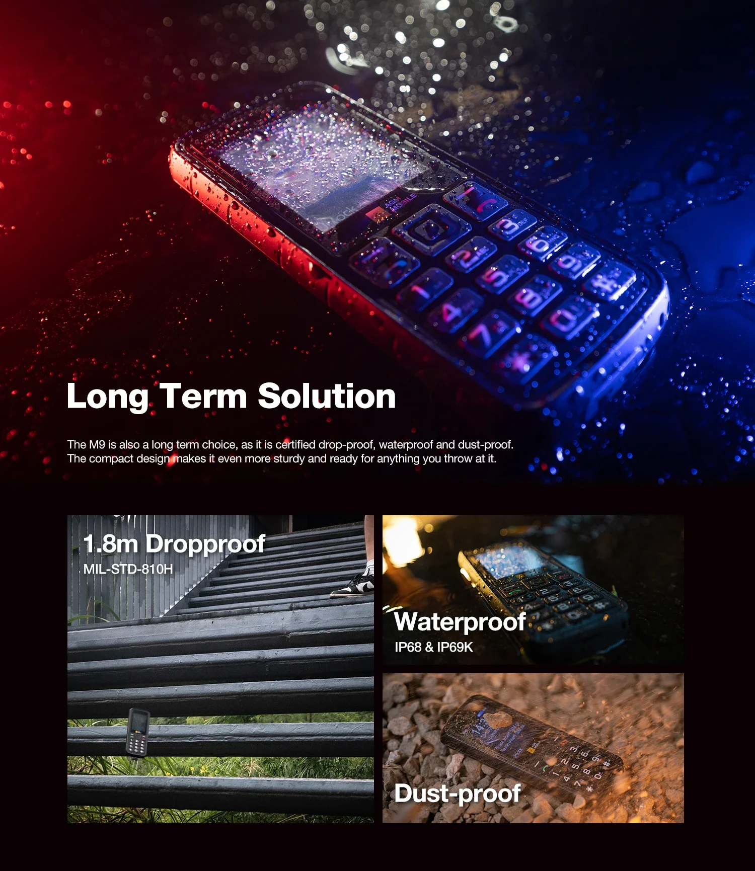 AGM M9 Rugged Phone 2G Russian or English keyboard GSM Cellphone2.4inch Screen Dual Sim Large Button Cheap Cellphone For Elderly