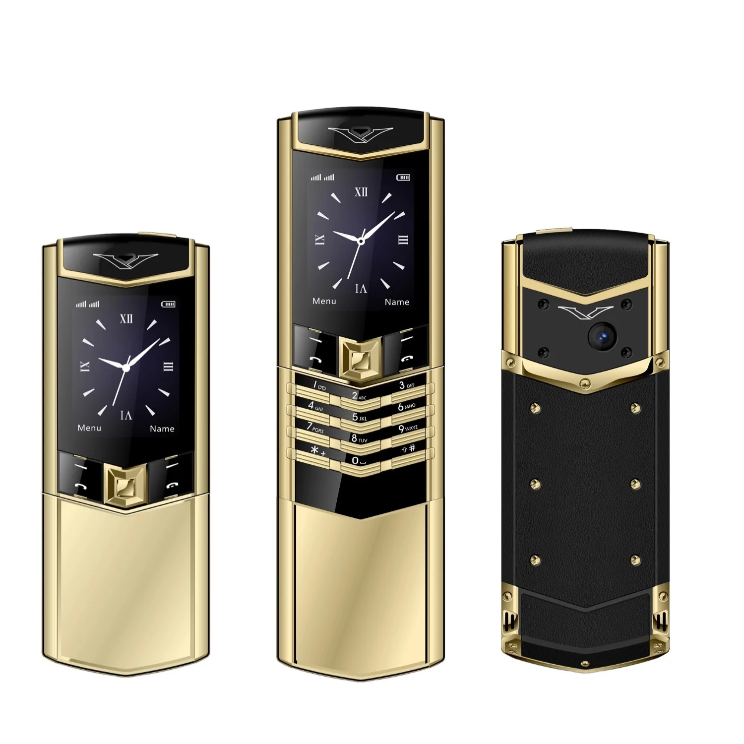 Luxury Slider Business Mobile Phone Metal Body Magice Voice Blacklist Dual Sim Big Button Portable Size Durable Elderly Classic