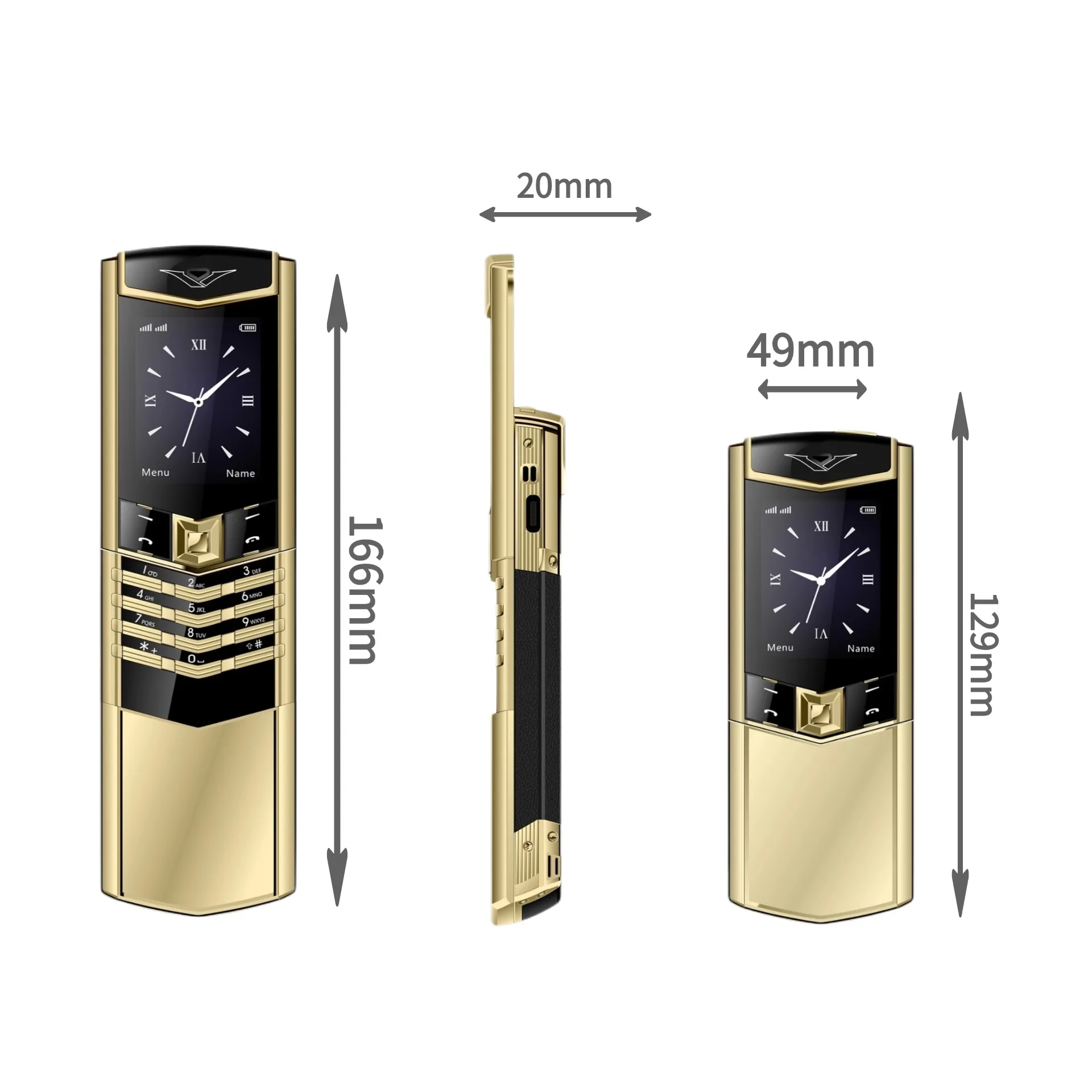 Luxury Slider Business Mobile Phone Metal Body Magice Voice Blacklist Dual Sim Big Button Portable Size Durable Elderly Classic