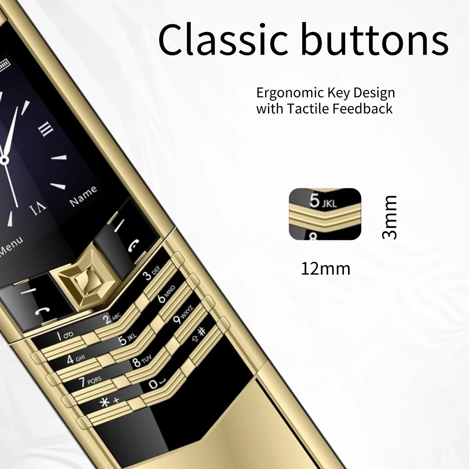 Luxury Slider Business Mobile Phone Metal Body Magice Voice Blacklist Dual Sim Big Button Portable Size Durable Elderly Classic