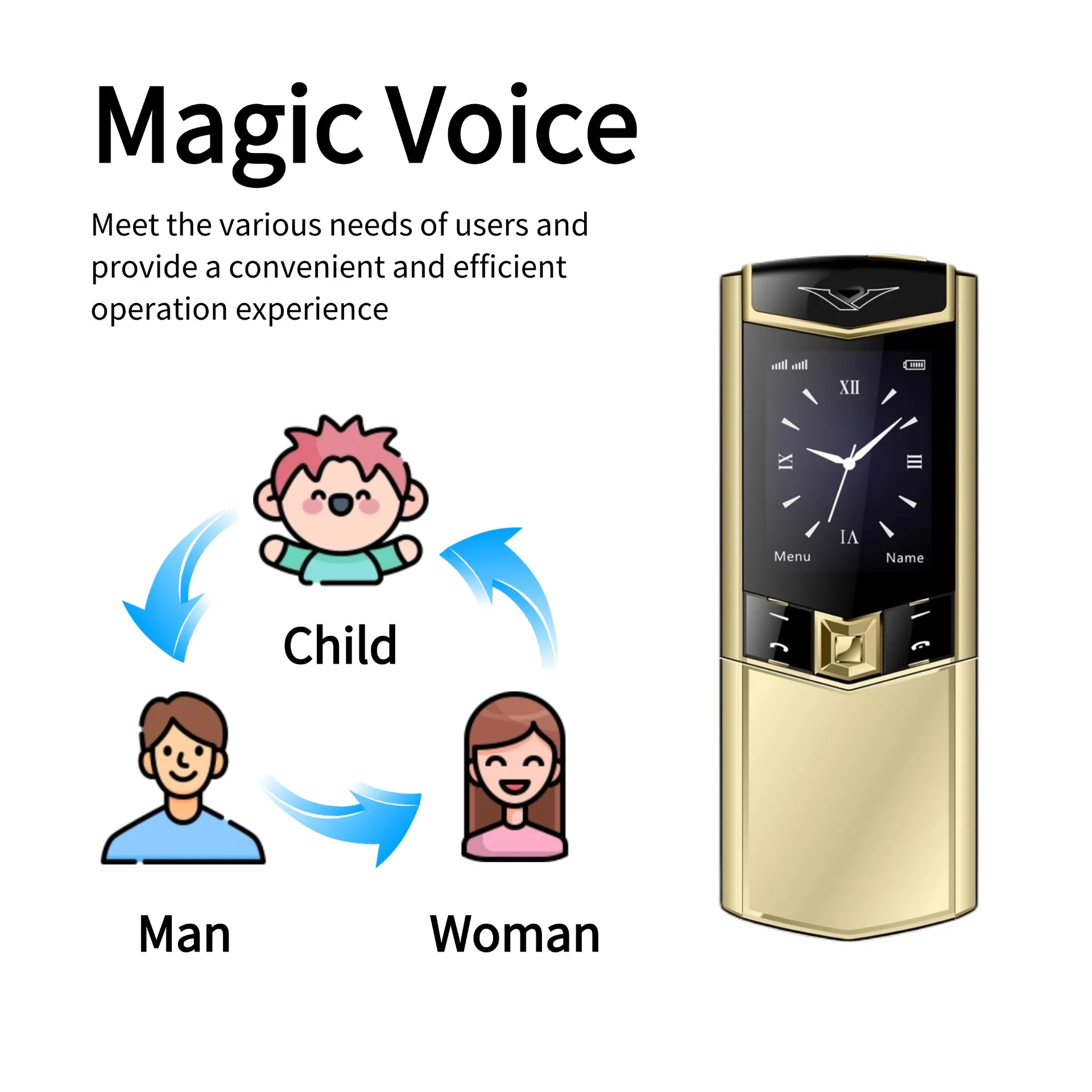 Luxury Slider Business Mobile Phone Metal Body Magice Voice Blacklist Dual Sim Big Button Portable Size Durable Elderly Classic