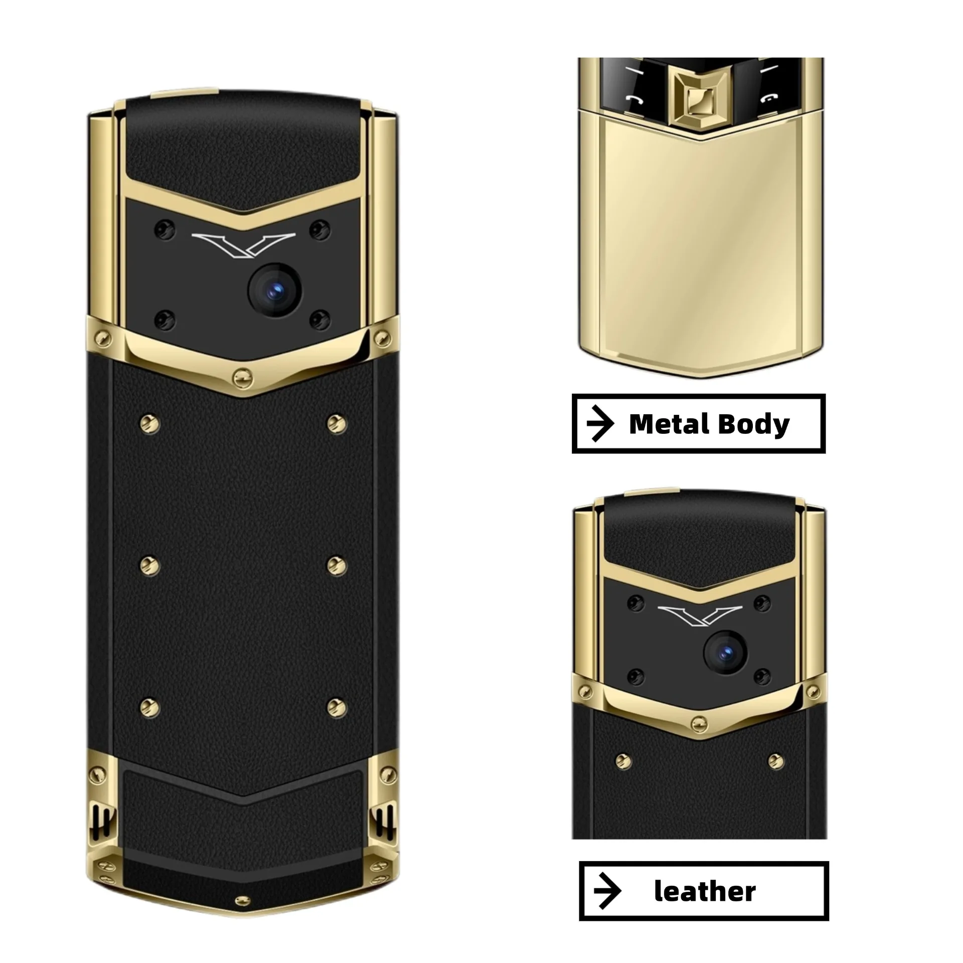 Luxury Slider Business Mobile Phone Metal Body Magice Voice Blacklist Dual Sim Big Button Portable Size Durable Elderly Classic