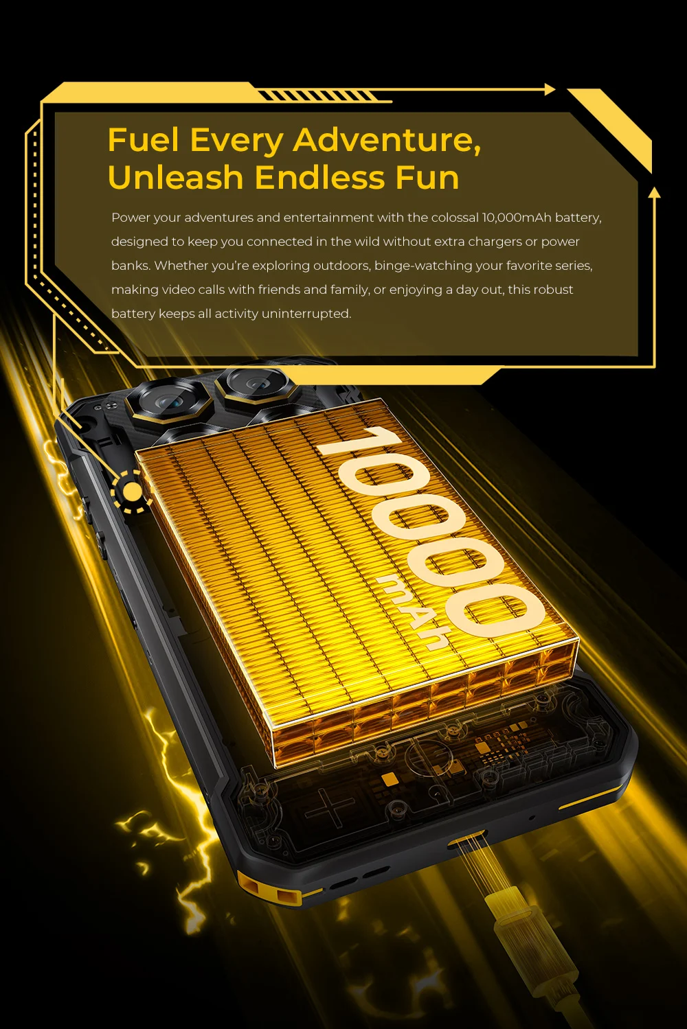 OUKITEL WP60 7.2” HD+ 120Hz Display Smartphone 36GB(12+24) RAM 512GB ROM MTK 7025 5G 10000mAh Rugged Phone 108MP Android 15 NFC