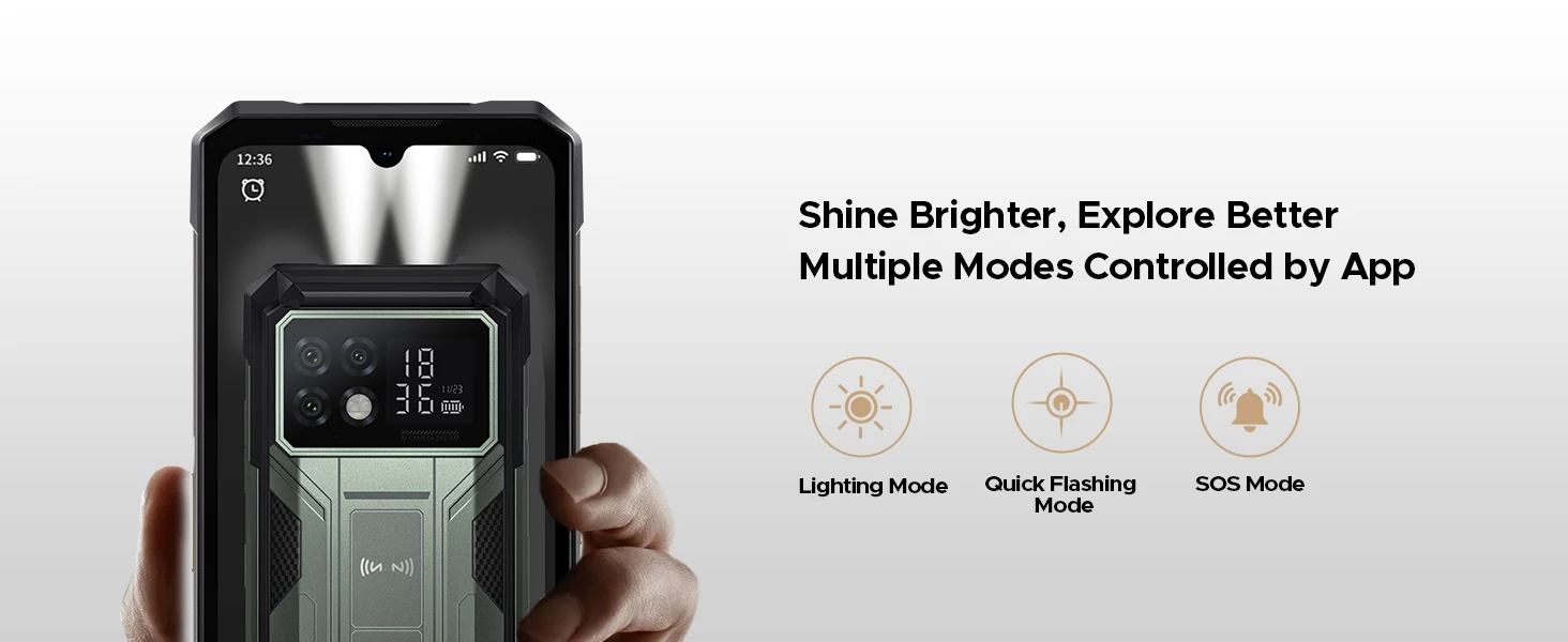 DOOGEE S200 Max Rugged Phone 36GB+512GB 22000mAh 66W Dual-LED Flashlight 1.32" Rear Display Dimensity 7050 108MP NFC Smartphone