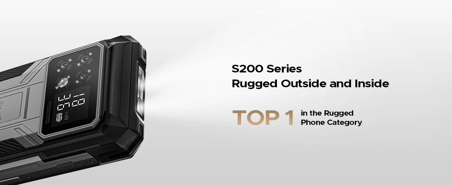 DOOGEE S200 Max Rugged Phone 36GB+512GB 22000mAh 66W Dual-LED Flashlight 1.32" Rear Display Dimensity 7050 108MP NFC Smartphone
