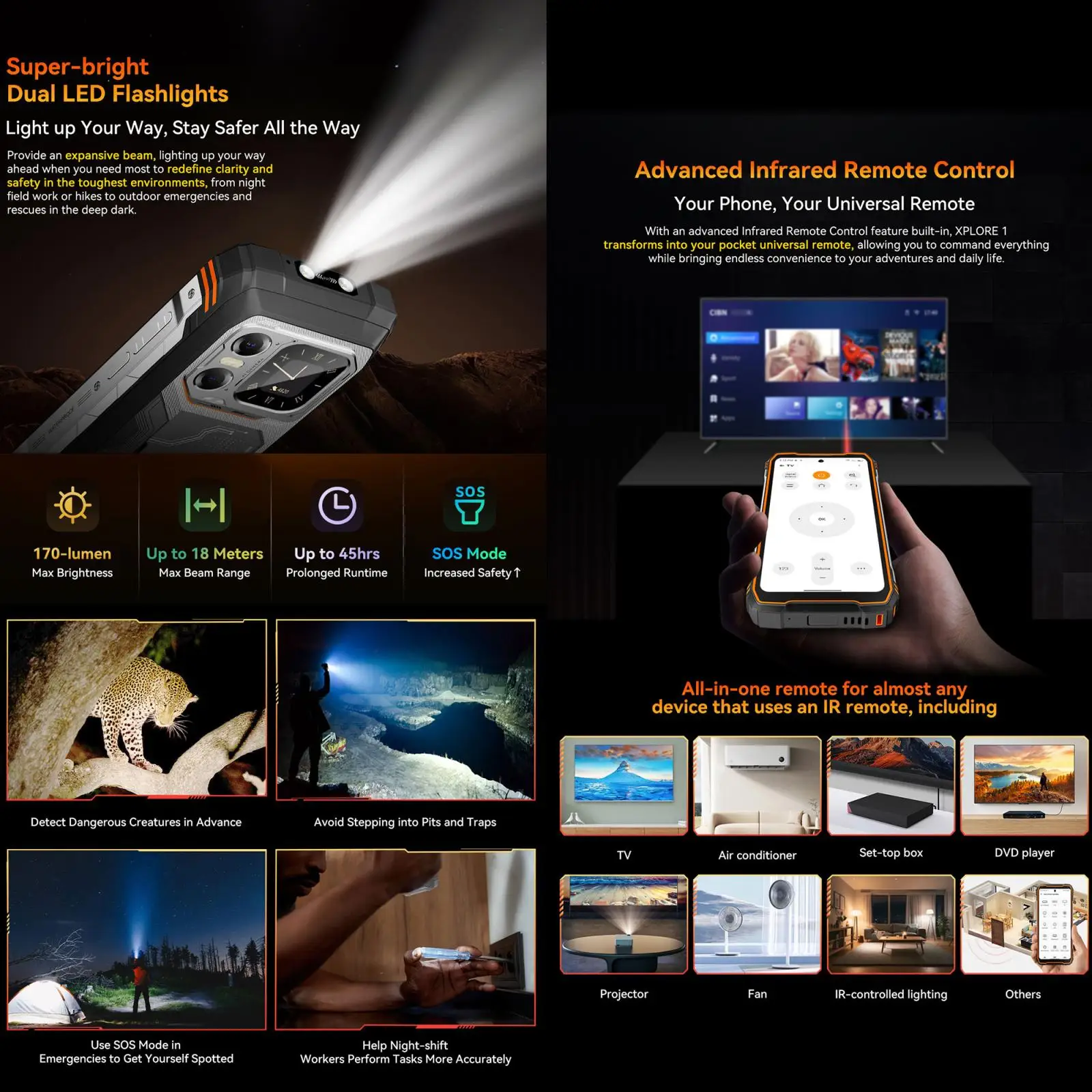 Blackview XPLORE 1 Rugged Phone 16GB+512GB 6.78'' 2.4K Display Android 15 Dimensity 7050 20000 mAh NFC 5G Smartphone