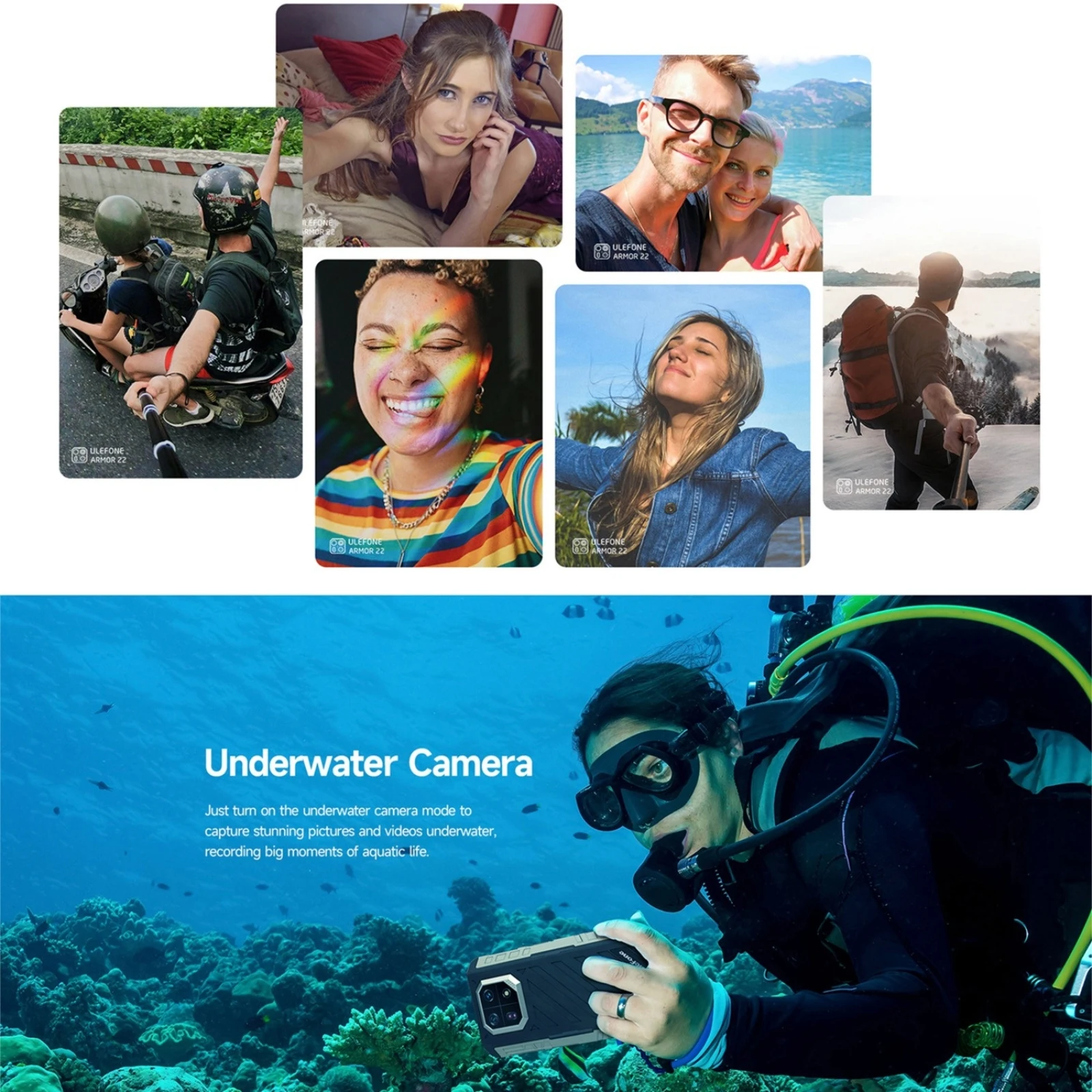 Ulefone Armor 22 Rugged Phone 8GB+128GB / 256GB 6.58'' Android 13 Helio G96 Octa Core 64MP Rear Camera 4G NFC Smartphone