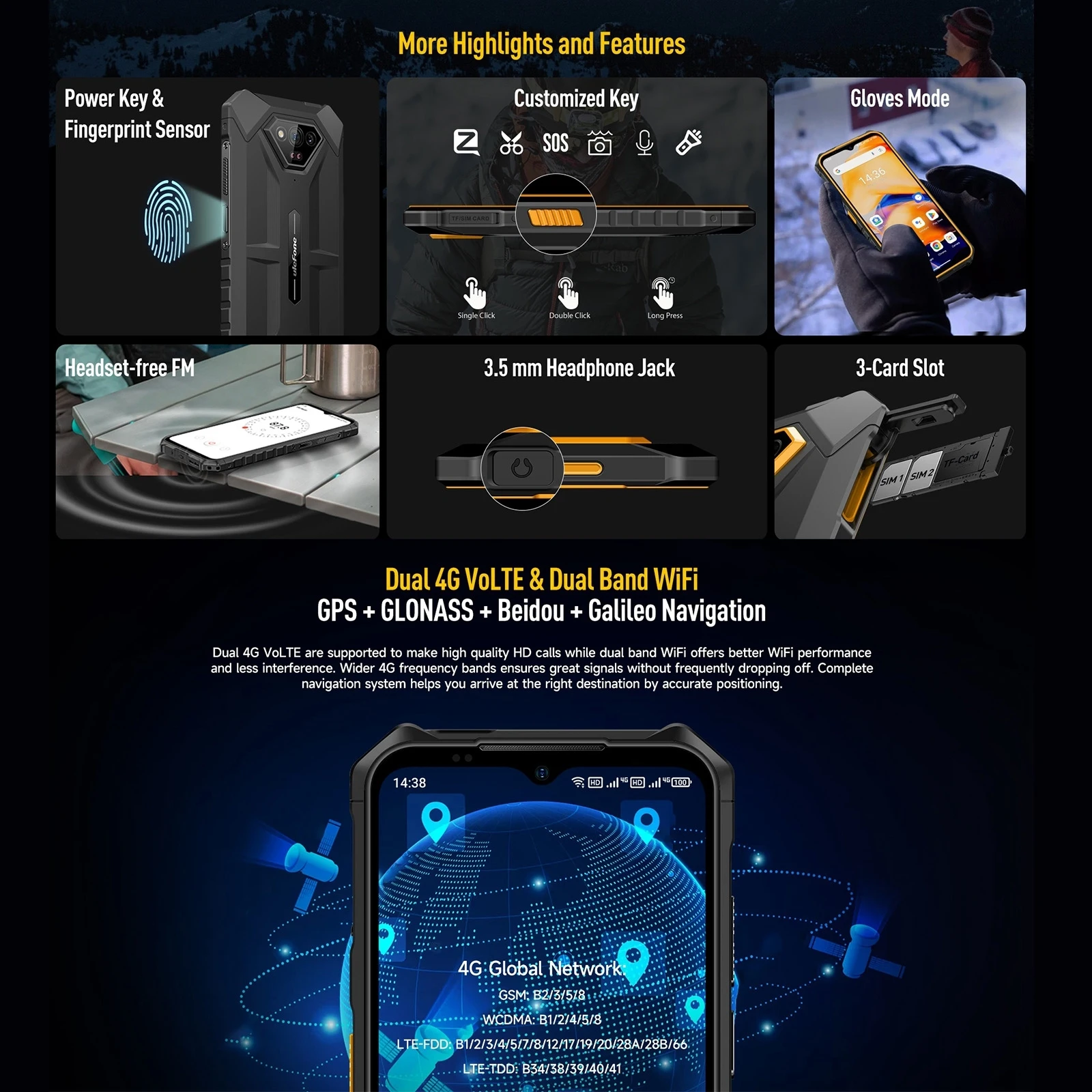 Ulefone Armor X13 Rugged Phone 6GB+64GB 6.52 inch Android 13 Helio G36 Octa Core 6320mAh 4G NFC Smartphone Global Version