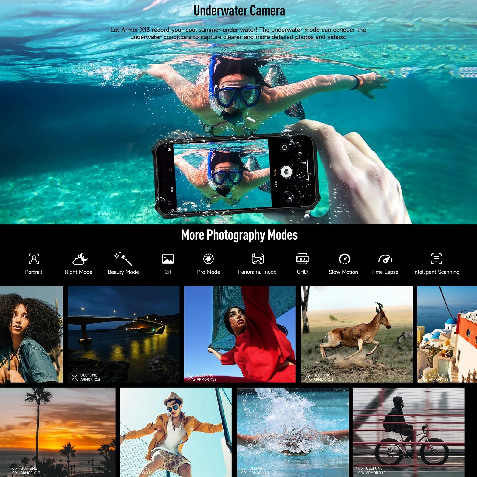 Ulefone Armor X13 Rugged Phone 6GB+64GB 6.52 inch Android 13 Helio G36 Octa Core 6320mAh 4G NFC Smartphone Global Version