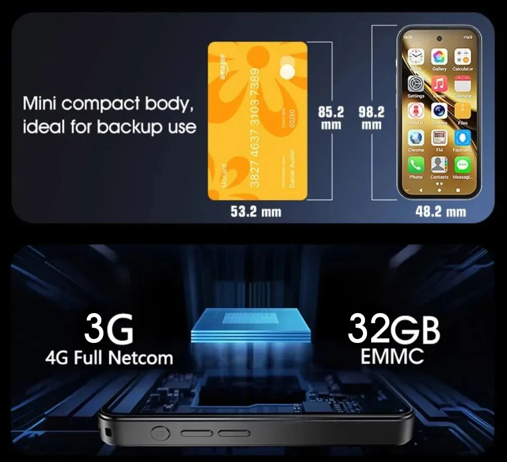 NEW UNIWA Q333 4G 3.97inch HD Mini Smartphone 3GB RAM 64GB ROM 2000mAh Mobile Phones BT5.0 Google Play Store Face ID Small Phone