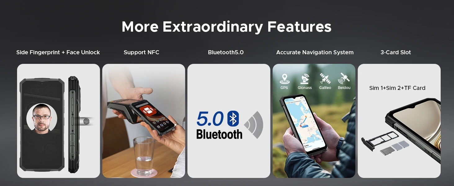 DOOGEE Fire 5 Ultra Rugged Phone 36GB 128GB 13000mAh Battery Helio G81 6.6'' HD+ Display 48MP Camera NFC Dual Camping lights Android 16 Smartphone