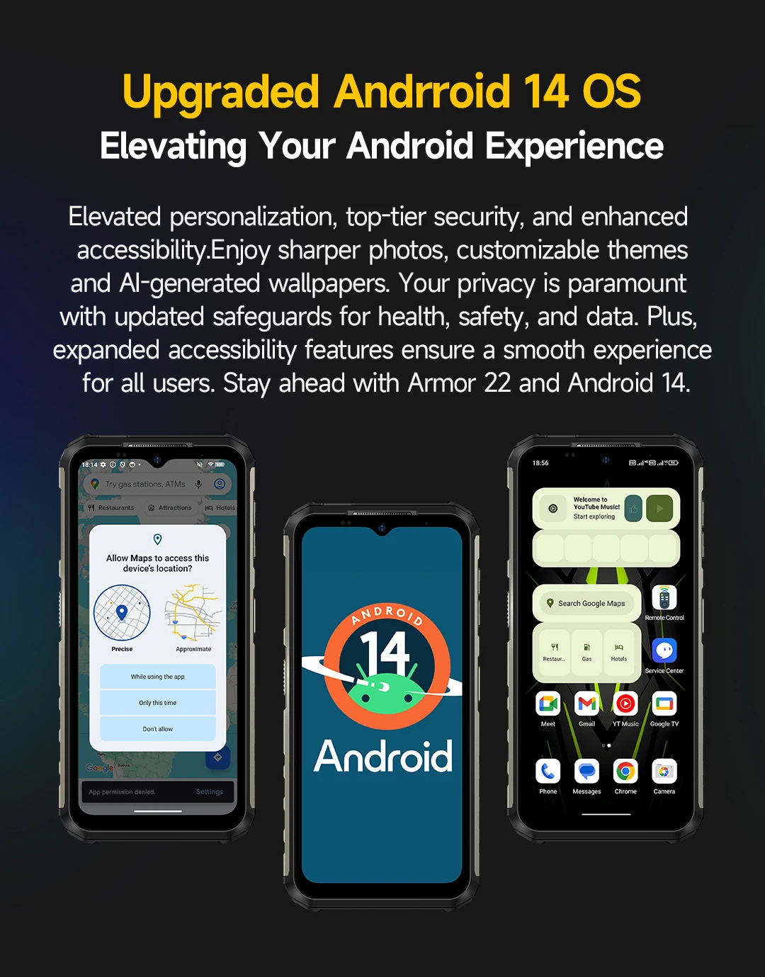 Ulefone Armor 22 Android 14,16GB (8+8GB RAM ),128GB/256GB ROM, 6.58" 120Hz ,6600mAh 33W,NFC,64MP Night Camera, Global Version