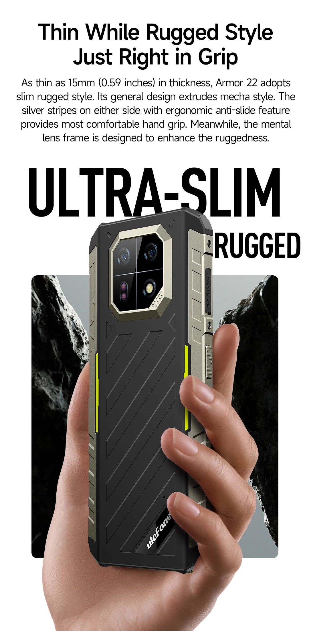 Ulefone Armor 22 Android 14,16GB (8+8GB RAM ),128GB/256GB ROM, 6.58" 120Hz ,6600mAh 33W,NFC,64MP Night Camera, Global Version