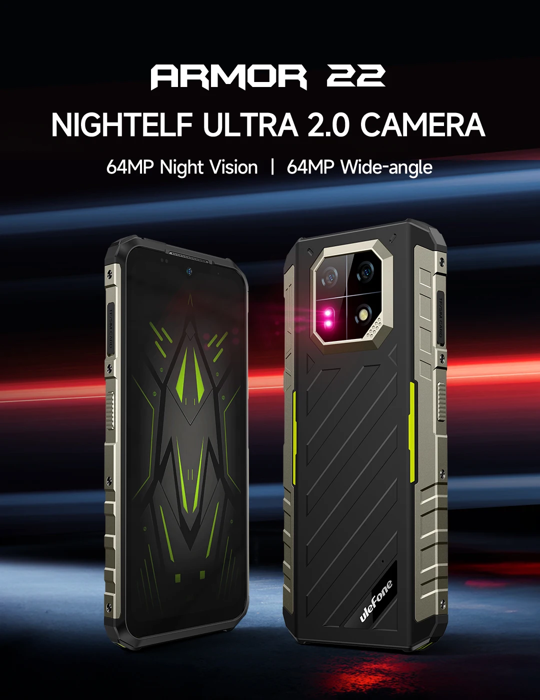 Ulefone Armor 22 Android 14,16GB (8+8GB RAM ),128GB/256GB ROM, 6.58" 120Hz ,6600mAh 33W,NFC,64MP Night Camera, Global Version