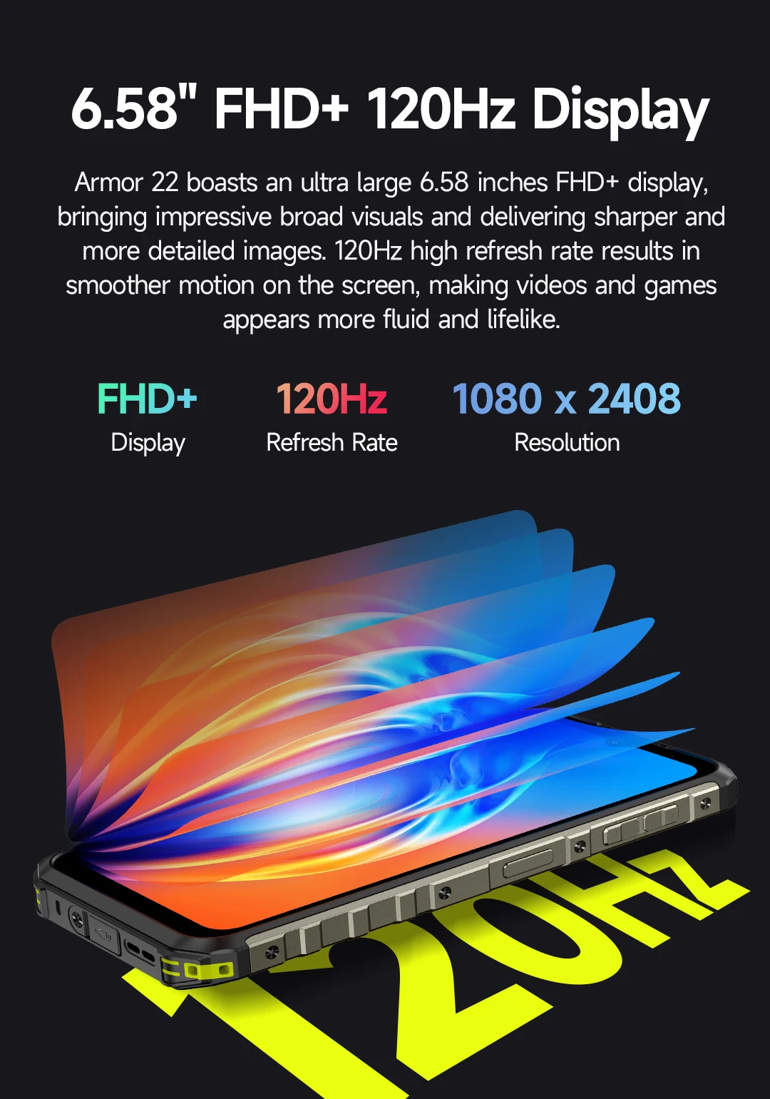 Ulefone Armor 22 Android 14,16GB (8+8GB RAM ),128GB/256GB ROM, 6.58" 120Hz ,6600mAh 33W,NFC,64MP Night Camera, Global Version