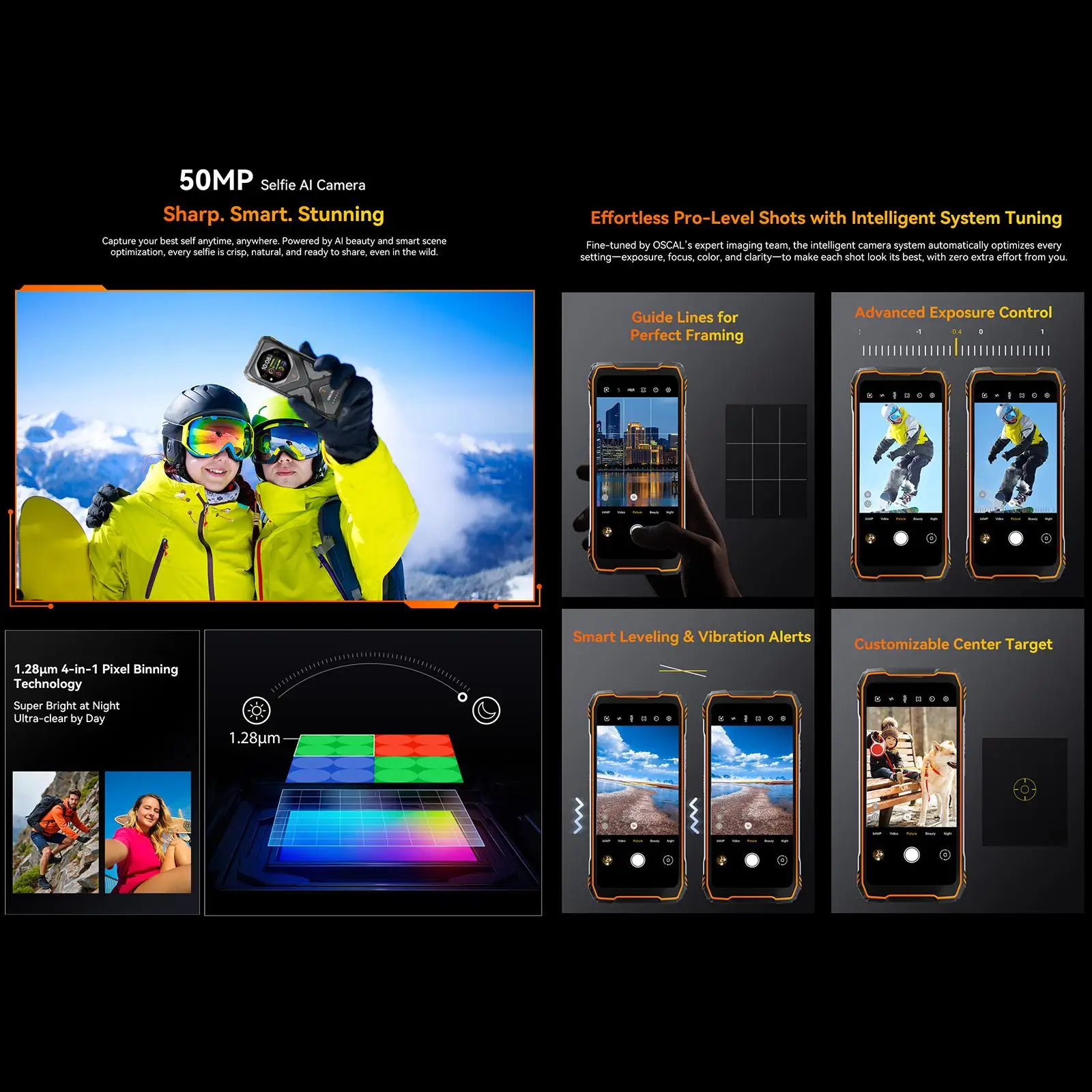 Blackview Oscal TANK 1 Rugged Phone 12GB+256GB 6.78'' Android 15 OS 4.2 Mediatek Dimensity 7050 20000mAh 64MP 5G NFC Smartphone