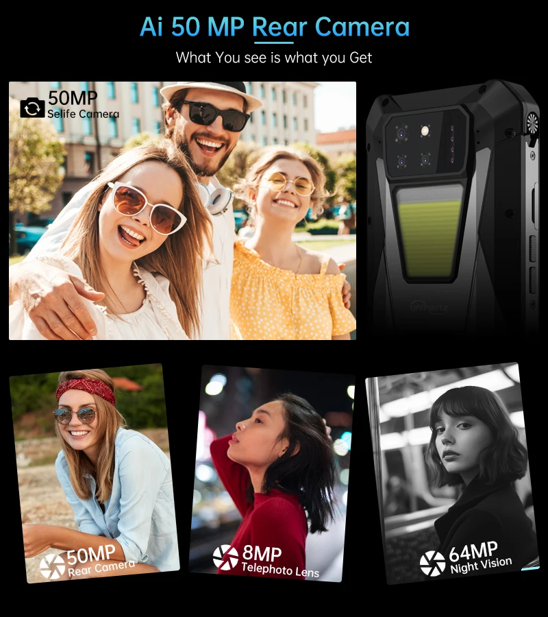 Unihertz 8849 Tank 3s by Rugged Smartphone 5G with Projector120Hz 15600mAh 66W Charger Cell Phone Dimensity 8200 Mobile Phone