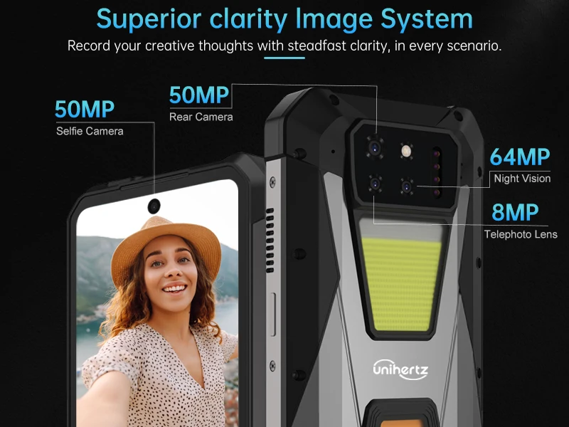 Unihertz 8849 Tank 3s by Rugged Smartphone 5G with Projector120Hz 15600mAh 66W Charger Cell Phone Dimensity 8200 Mobile Phone