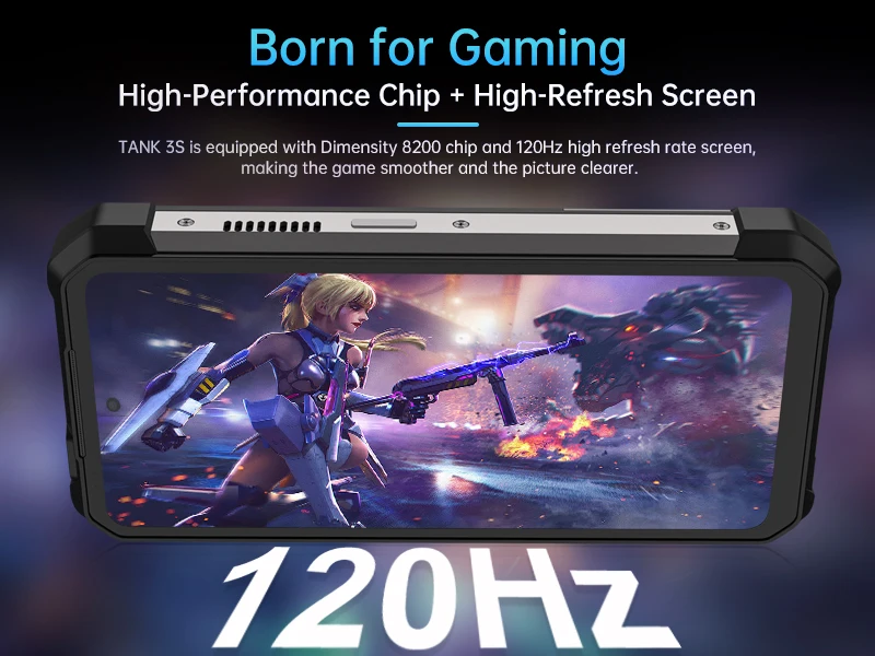 Unihertz 8849 Tank 3s by Rugged Smartphone 5G with Projector120Hz 15600mAh 66W Charger Cell Phone Dimensity 8200 Mobile Phone