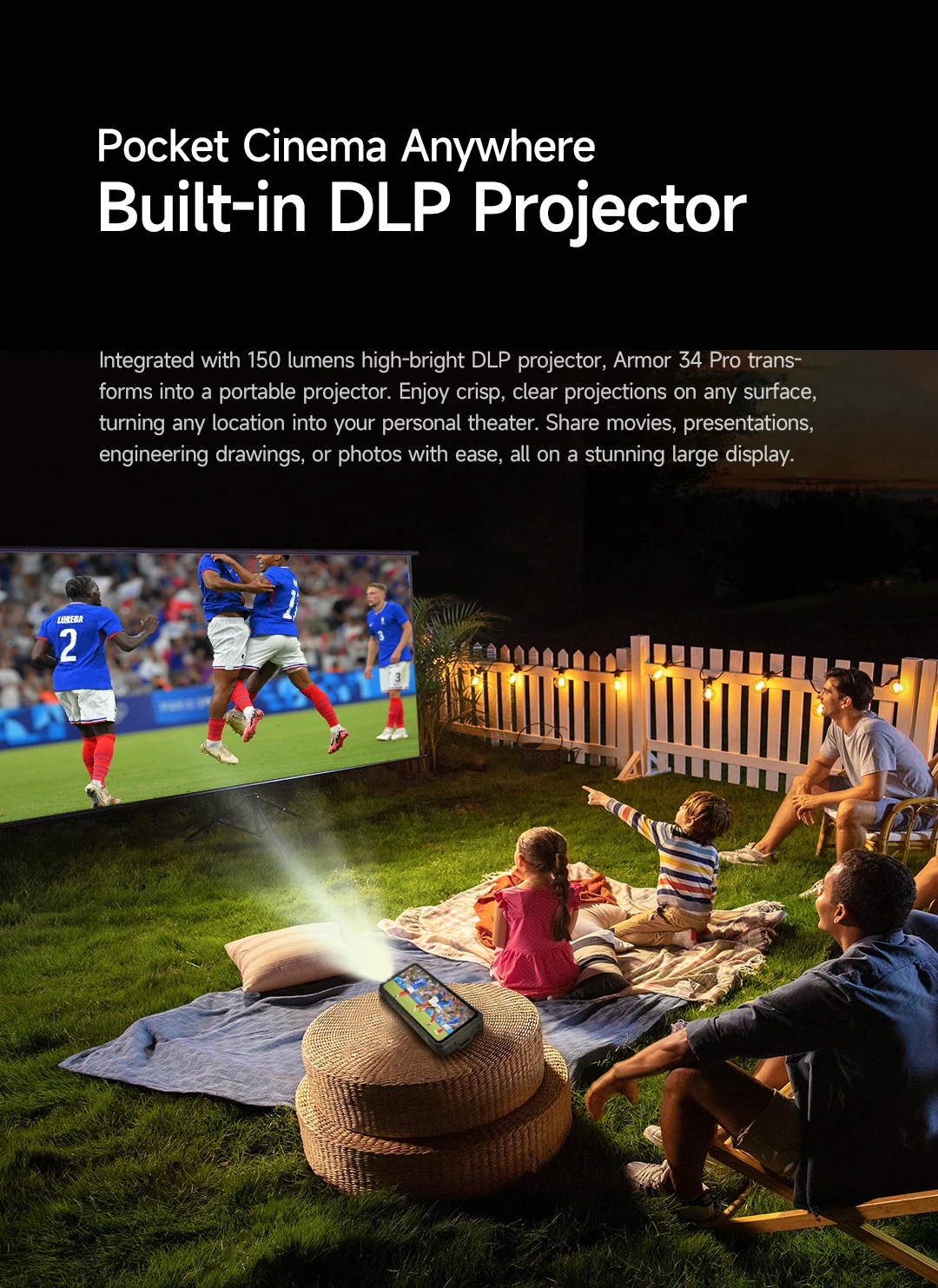 【NEW】Ulefone AI Smartphone Armor 34 Pro 5G 25500mAh Built-in Projector 512GB ROM 120Hz 6.95" NFC Smartphone Mobile Phone
