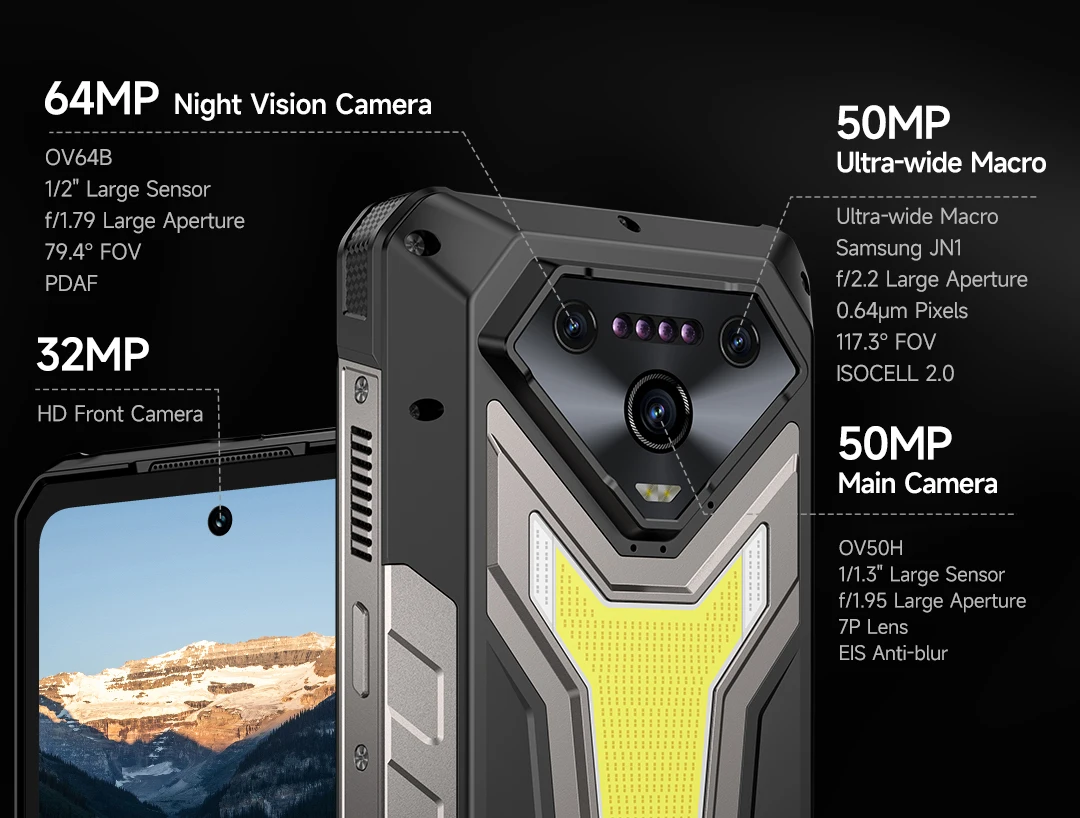 【NEW】Ulefone AI Smartphone Armor 34 Pro 5G 25500mAh Built-in Projector 512GB ROM 120Hz 6.95" NFC Smartphone Mobile Phone