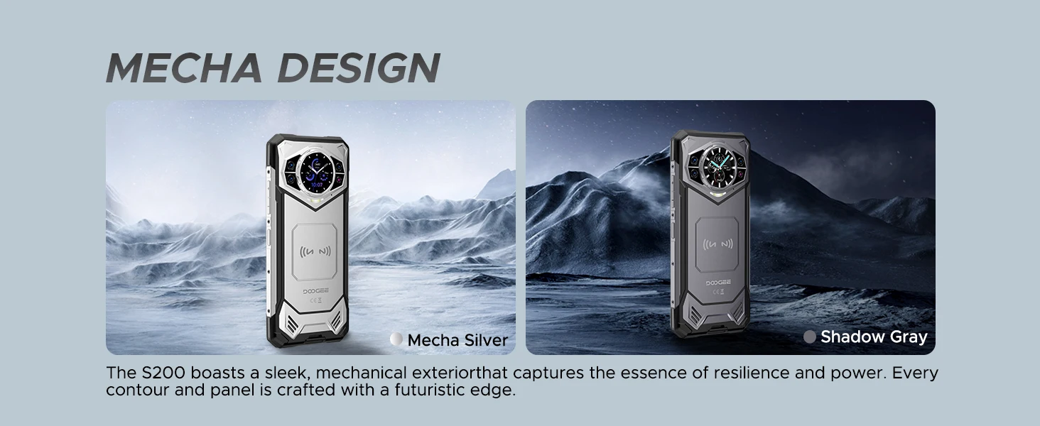 DOOGEE S200 5G Rugged Phone 12GB 256GB 1.32" AMOLED Rear Display Dimensity 7050 100MP Camera 10100mAh NFC Smartphone