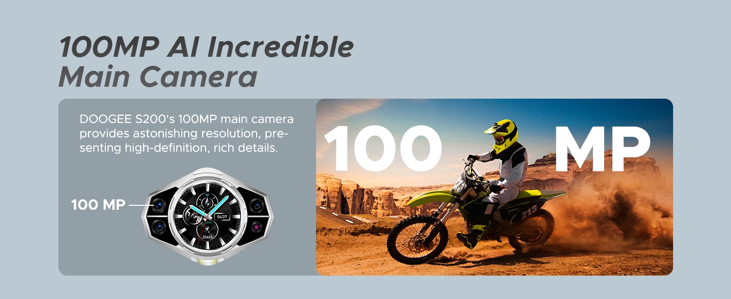 DOOGEE S200 5G Rugged Phone 12GB 256GB 1.32" AMOLED Rear Display Dimensity 7050 100MP Camera 10100mAh NFC Smartphone