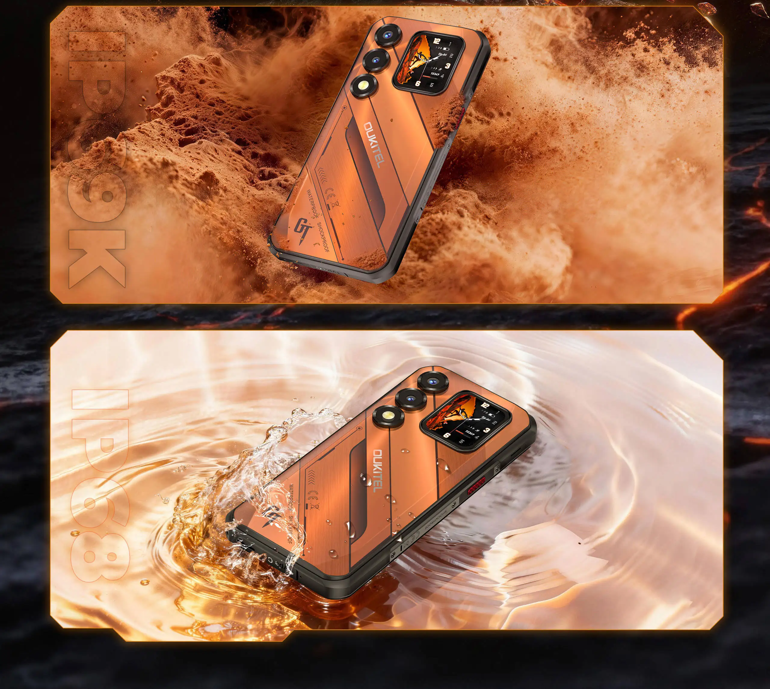 OUKITEL WP66 11000mAh Rugged Smartphone, 36GB+512GB 6.6" FHD+ 1.81" Dual Screen 120Hz, 108MP NFC MTK 5G Mobile Phone, Android 16