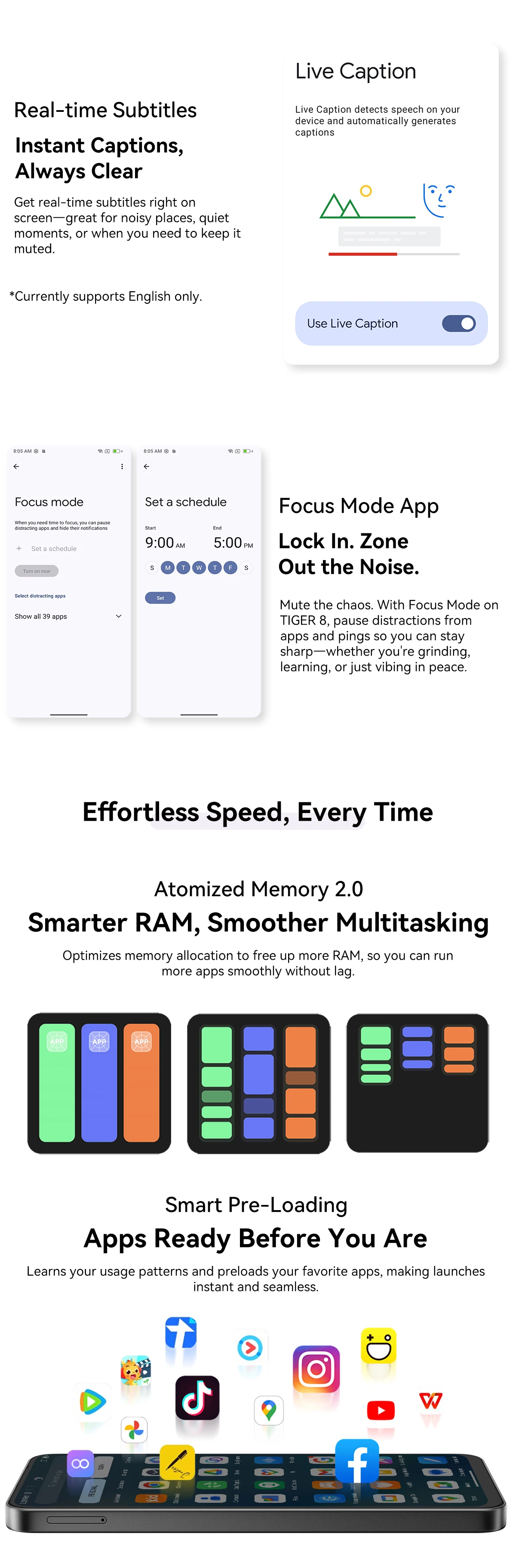 Blackview OSCAL TIGER 8 5G AI Smartphone 6.88"120Hz Display 8GB+128GB Storage Unisoc T8100 Processor 5000mAh Battery Android 15