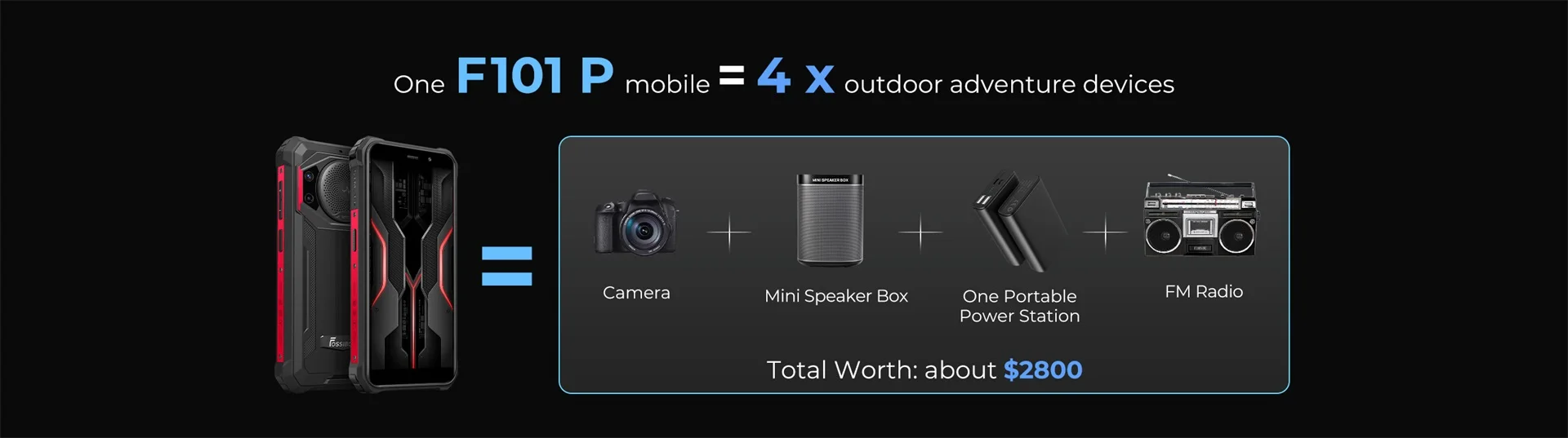 FOSSiBOT F101 P Octa Core Rugged 10600mAh 4GB 64GB Cellphone 24MP Camera 5.45" HD Screen IP68 Waterproof Mobile Phone Global