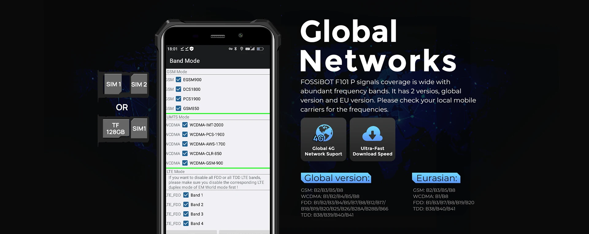 FOSSiBOT F101 P Octa Core Rugged 10600mAh 4GB 64GB Cellphone 24MP Camera 5.45" HD Screen IP68 Waterproof Mobile Phone Global