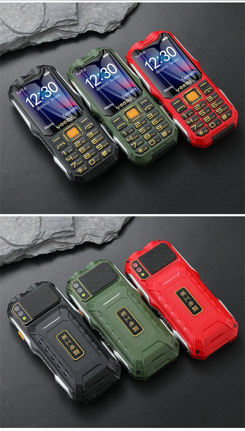 YEEMI Q8 GSM 2G Rugged Phone Big Battery Dual Flashlight 2.6 inches HD Screen Dual SIM Mobile Phone Large Button Cellphone SOS