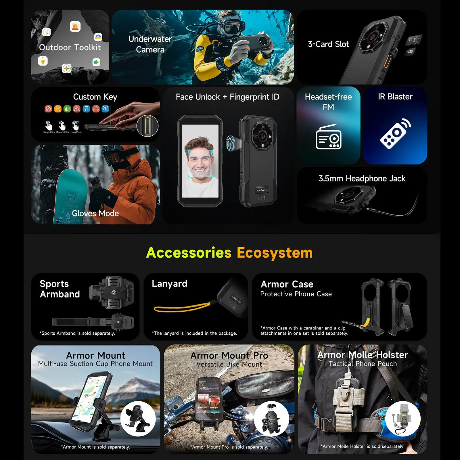 Ulefone Armor X32 Pro 5G Rugged Phone 8GB+256GB Android 14 MediaTek Dimensity 6300 Octa Core Night Vision 5.65” NFC Smartphone