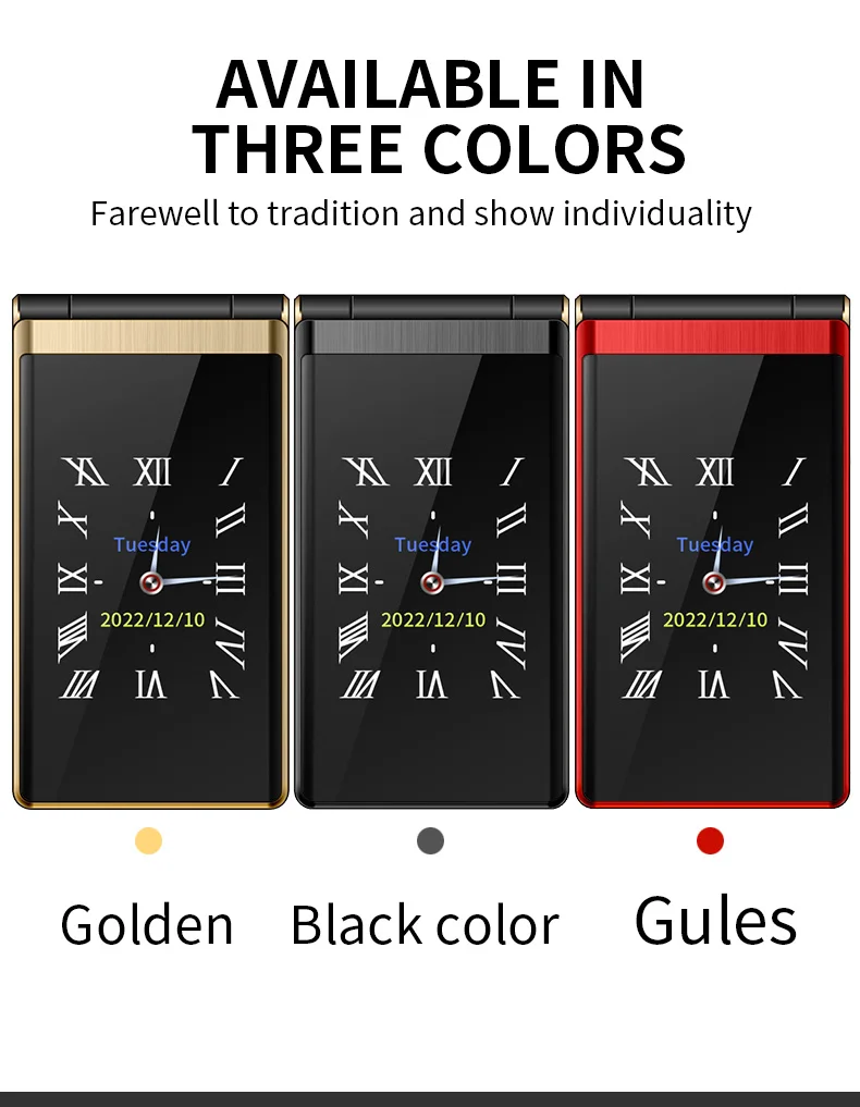 Yeemi M1 Brand New GSM 2G Flip Mobile Phone 2.8inches MTK Dual SIM Card Double Display FM Mp3 Mp4 Micro USB Torch CellPhone