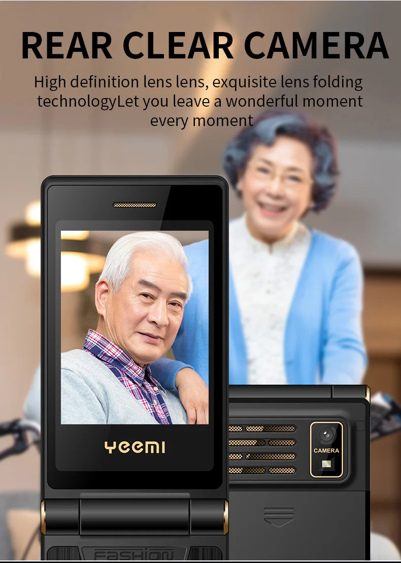 Yeemi M1 Brand New GSM 2G Flip Mobile Phone 2.8inches MTK Dual SIM Card Double Display FM Mp3 Mp4 Micro USB Torch CellPhone