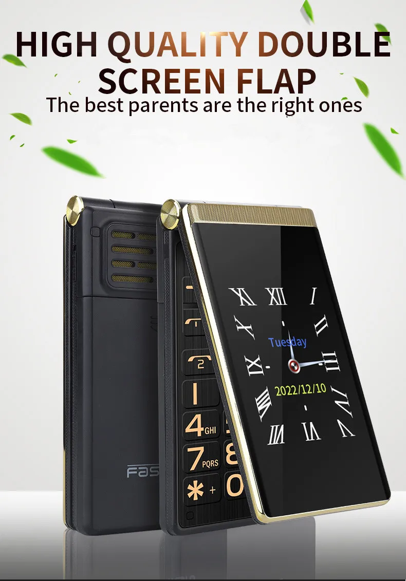Yeemi M1 Brand New GSM 2G Flip Mobile Phone 2.8inches MTK Dual SIM Card Double Display FM Mp3 Mp4 Micro USB Torch CellPhone