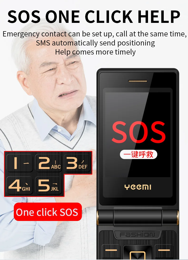 Yeemi M1 Brand New GSM 2G Flip Mobile Phone 2.8inches MTK Dual SIM Card Double Display FM Mp3 Mp4 Micro USB Torch CellPhone
