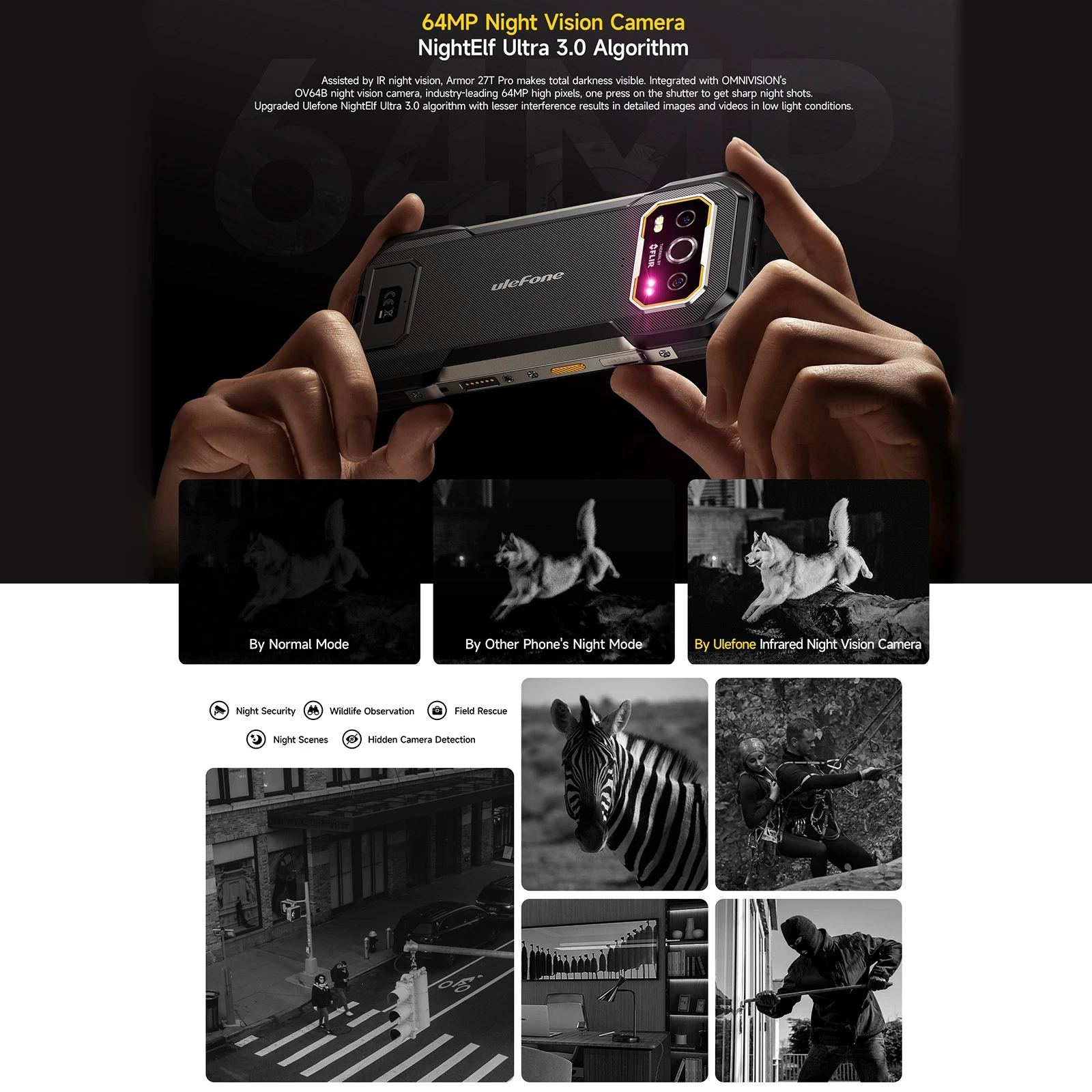 Ulefone Armor 27T Pro+ Rugged Phone 12GB+256GB 5G 6.78'' Thermal Imaging Night Vision 10600mAh Android 15 MTK 6300 Smartphone