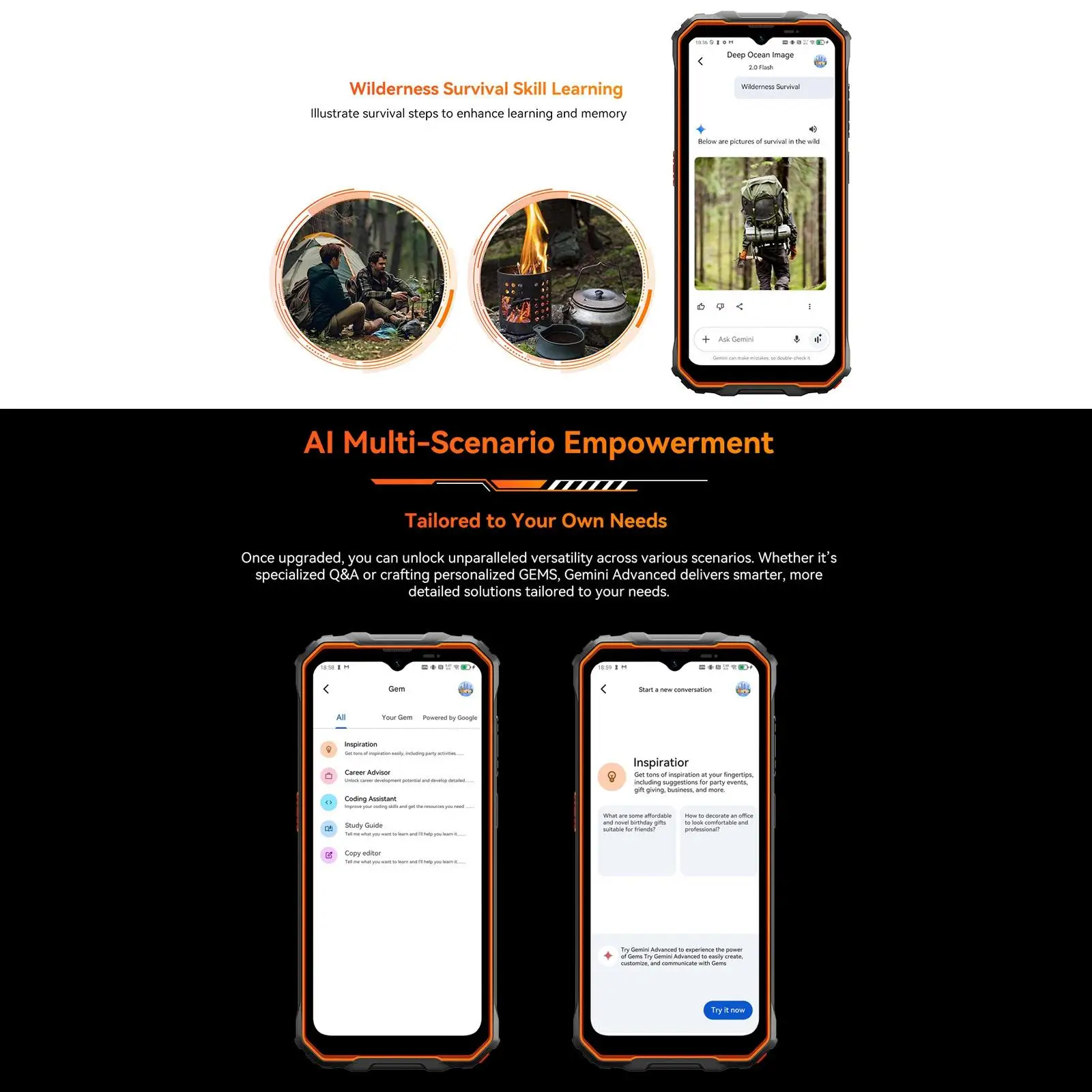 Blackview OSCAL Marine 2 Rugged Phone 4GB+64G/ 8GB+128GB 11000mAh Battery 6.56" HD+Display Unisoc T61 Android 15 NFC Smartphone