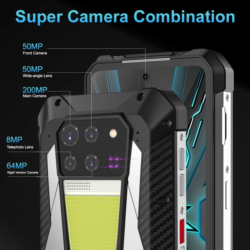 Unihertz Tank 3 Rugged Phone 32GB+512GB 200MP Camera Night Version 23800mAh 6.79" Android 13 Dimensity 8200 5G Smartphone