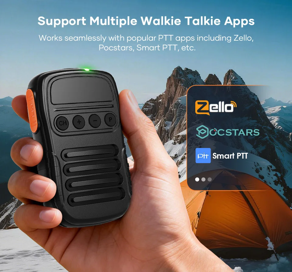 UNIWA BM008 Zello Walkie Talkie Zello SOS Button PTT Button 1800mAh POC Handheld Wireless BT Microphone 3W/8Ω (108dB)