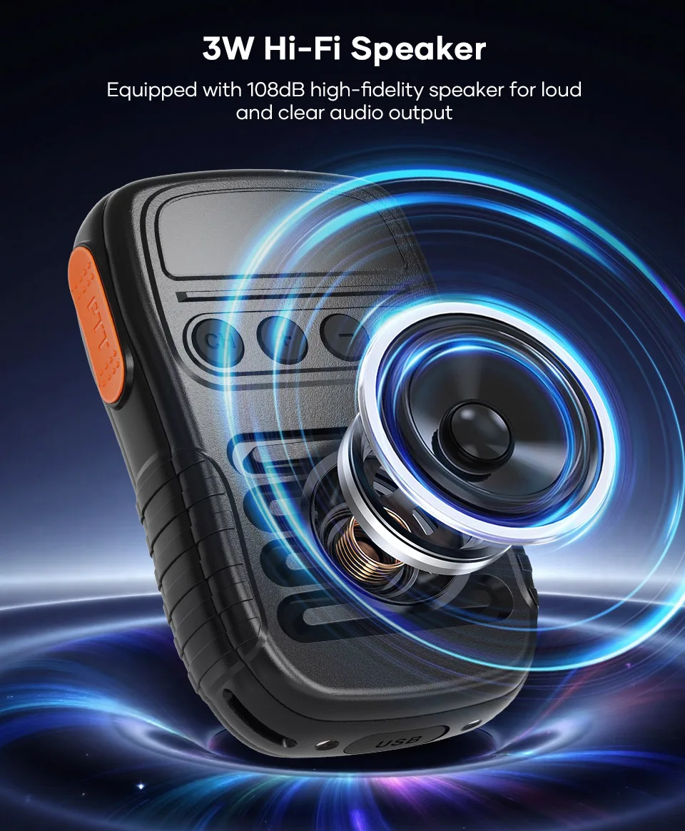 UNIWA BM008 Zello Walkie Talkie Zello SOS Button PTT Button 1800mAh POC Handheld Wireless BT Microphone 3W/8Ω (108dB)