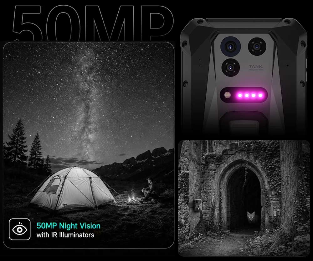 Unihertz 8849 TANK 5 Rugged 5G Smartphone with 2K Projector 9400e CPU 3K AMOLED 17600mAh 18+512GB Support ESIM WiFi 7 Android 16