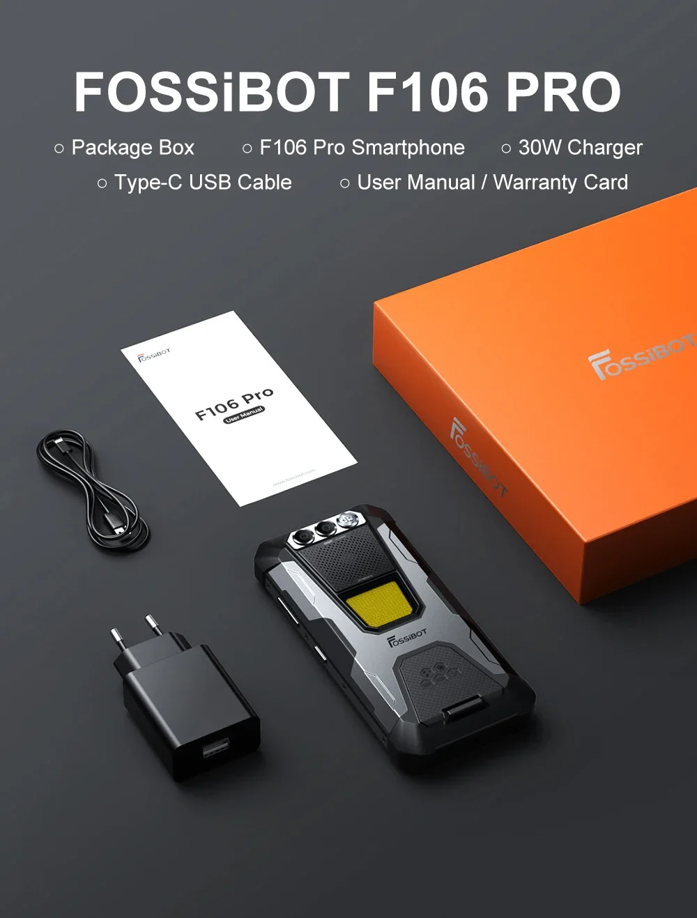 FOSSiBOT F106 Pro Rugged Smartphone15(8 + 7)GB RAM 256GB ROM 12000mAh 6,58 " 48MP Helio G85 Android 14 Phone Double SIM 4G