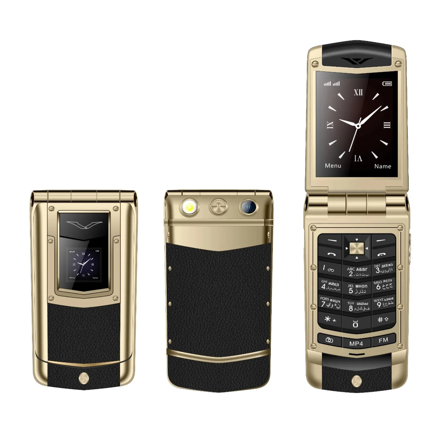 Luxury Metal Flip Phone for Men Dual SIM Business Phone Big Button Dual Screen Magic Voice Blacklist Senior Classic Mobile