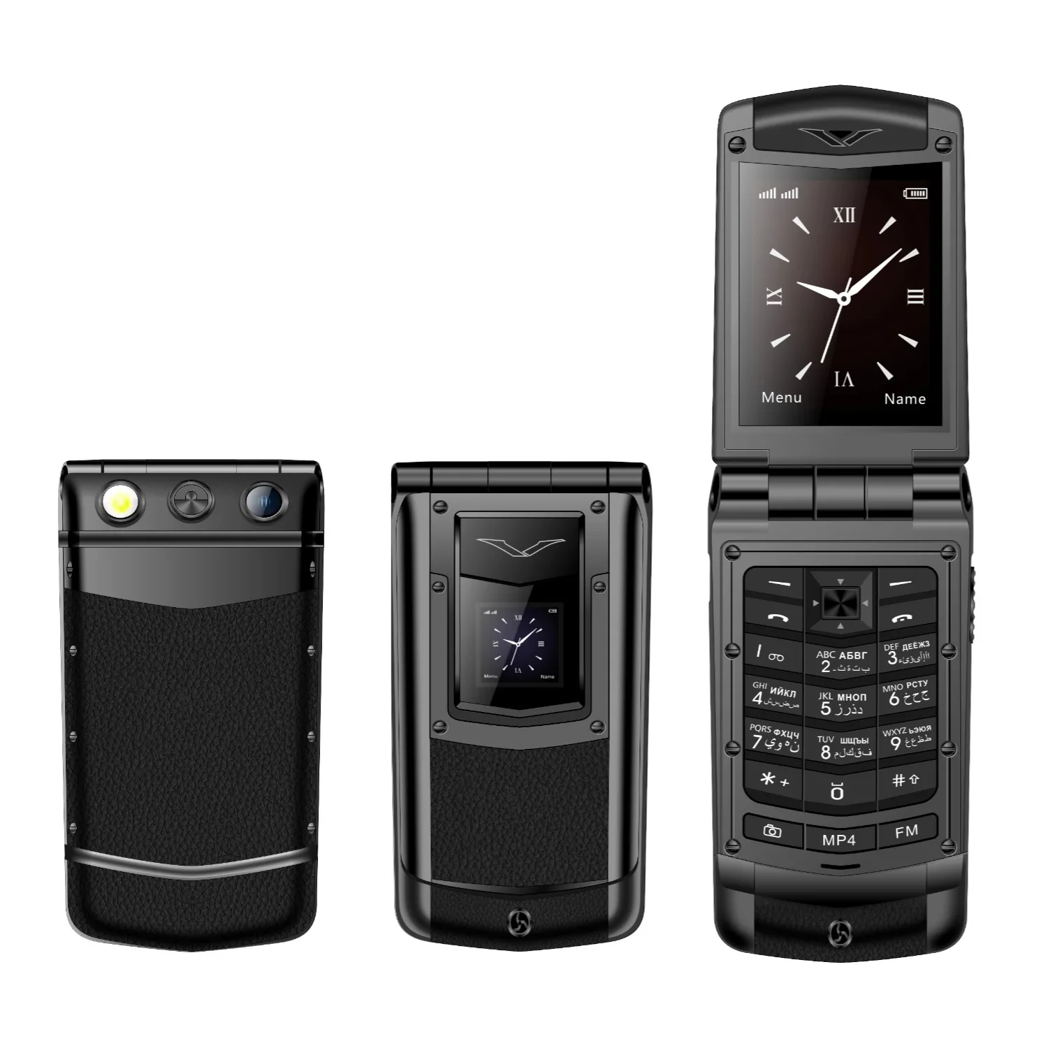 Luxury Metal Flip Phone for Men Dual SIM Business Phone Big Button Dual Screen Magic Voice Blacklist Senior Classic Mobile