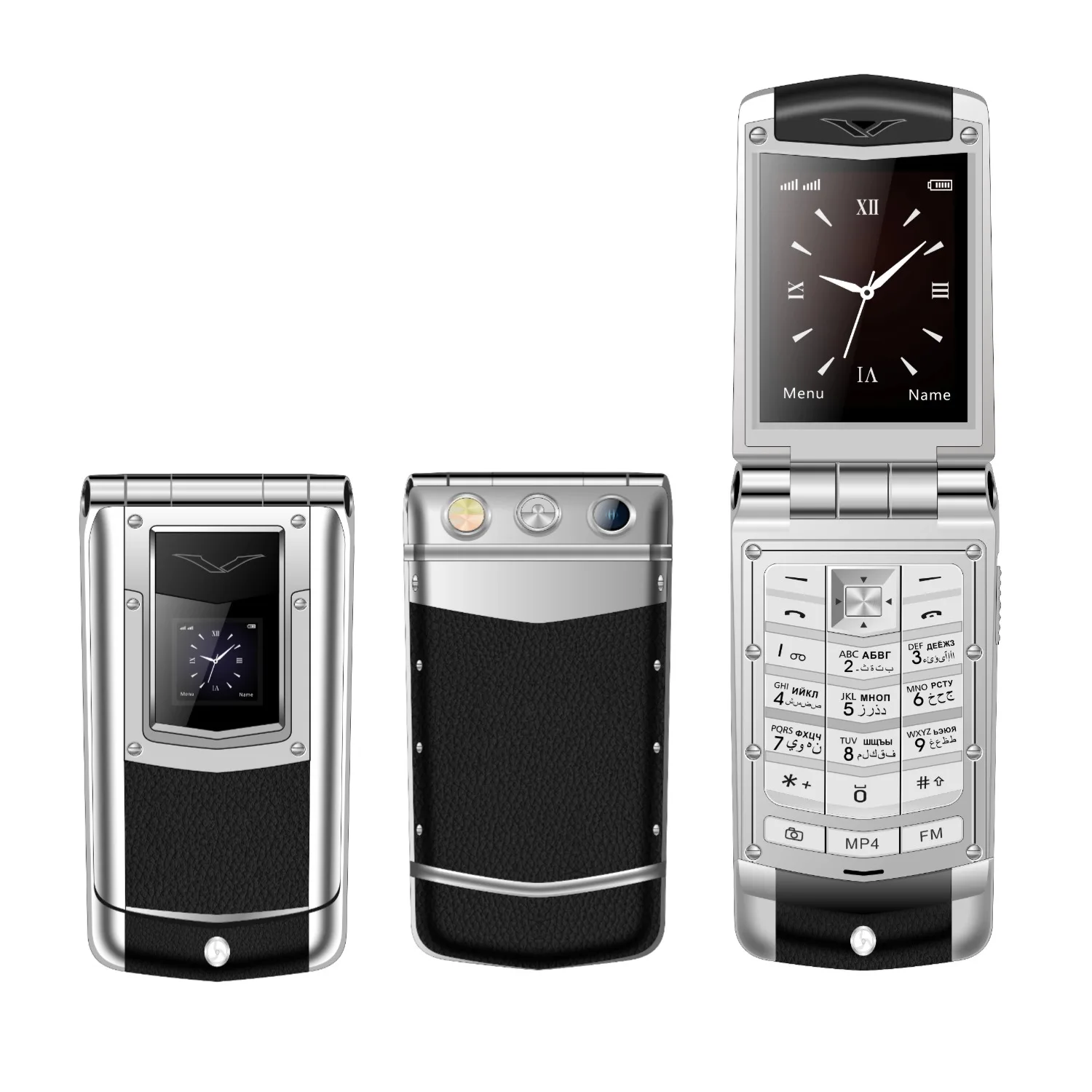 Luxury Metal Flip Phone for Men Dual SIM Business Phone Big Button Dual Screen Magic Voice Blacklist Senior Classic Mobile