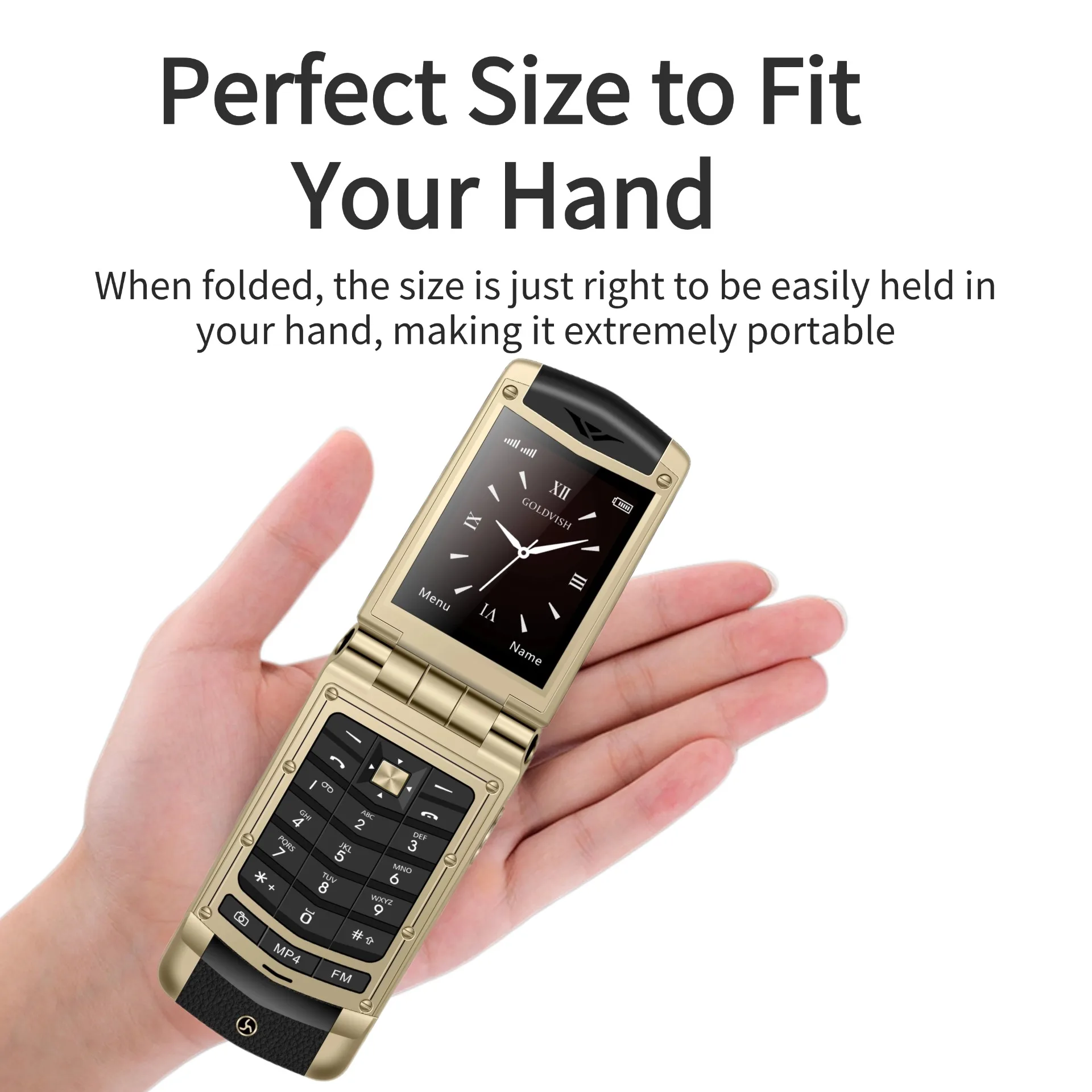 Luxury Metal Flip Phone for Men Dual SIM Business Phone Big Button Dual Screen Magic Voice Blacklist Senior Classic Mobile